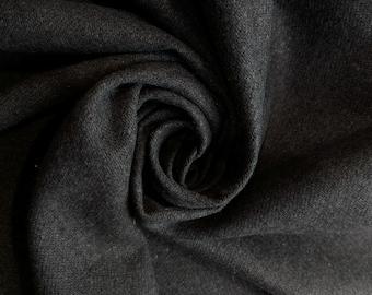 Black solid wool flannel by the yard 58" wide