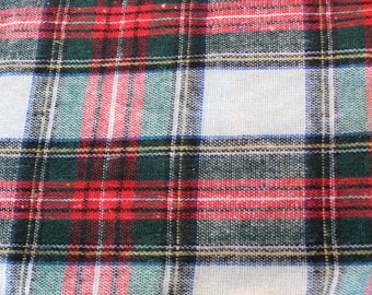 White Italian Stewart Plaid fabric by the yard 58" wide