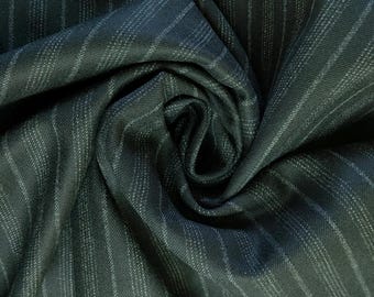Black Triple Stripe Wool flannel Dormeiul France by the yard 58" wide