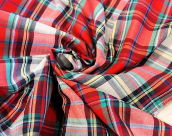 Red and White Stewart Plaid 100% cotton 58" wide