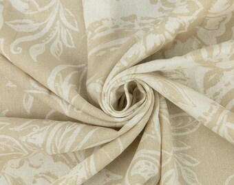 Natural Floral Linen Cotton Blend Fabric by the yard 55" wide Apparel Natural Summer