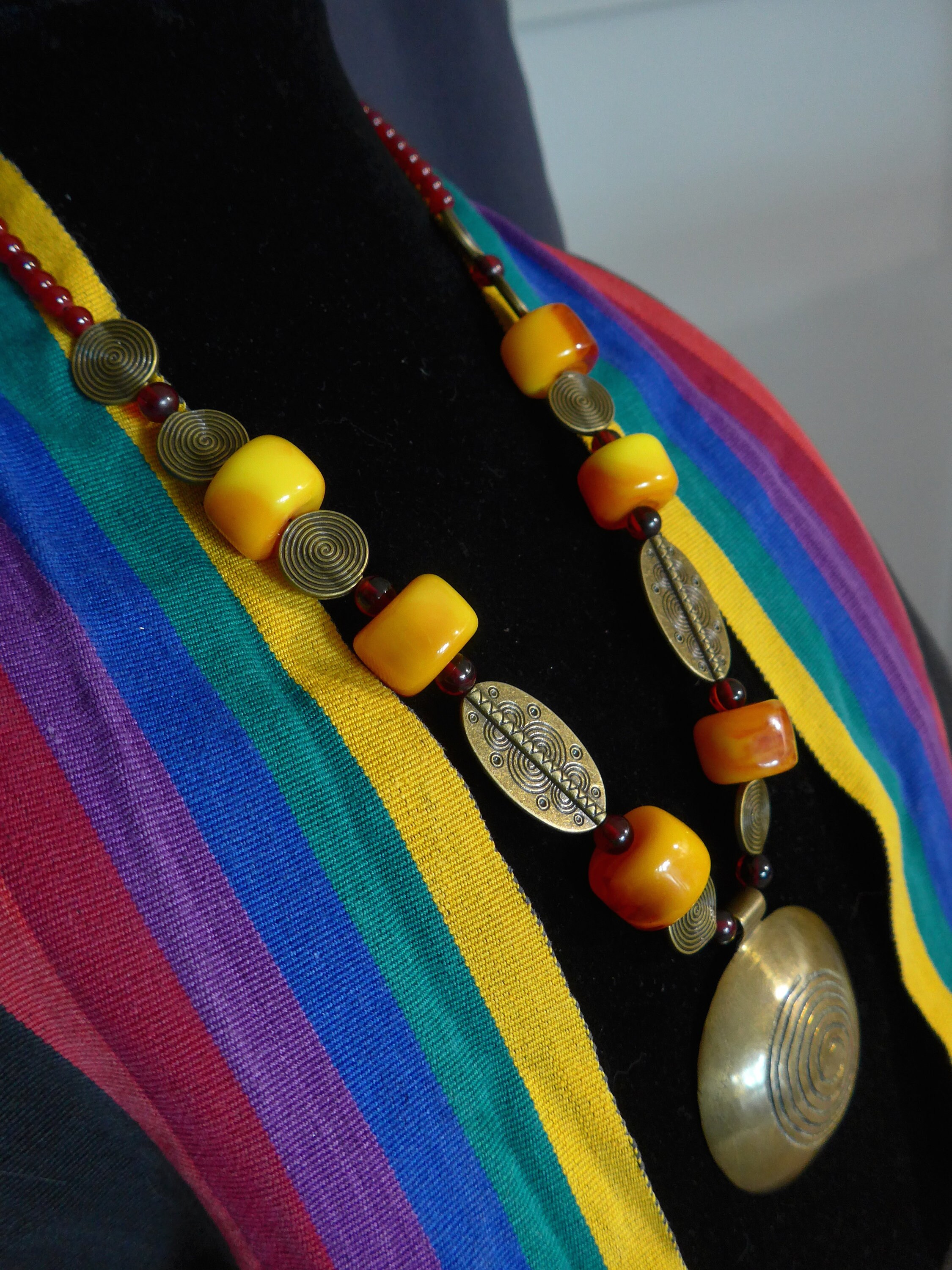 Tibetan Ethnic Style Tibetan Clothing Accessories, Imitation Beeswax Oversized Nepalese Copper Beads Handmade Short Necklaces, Sweater Chains main image 1