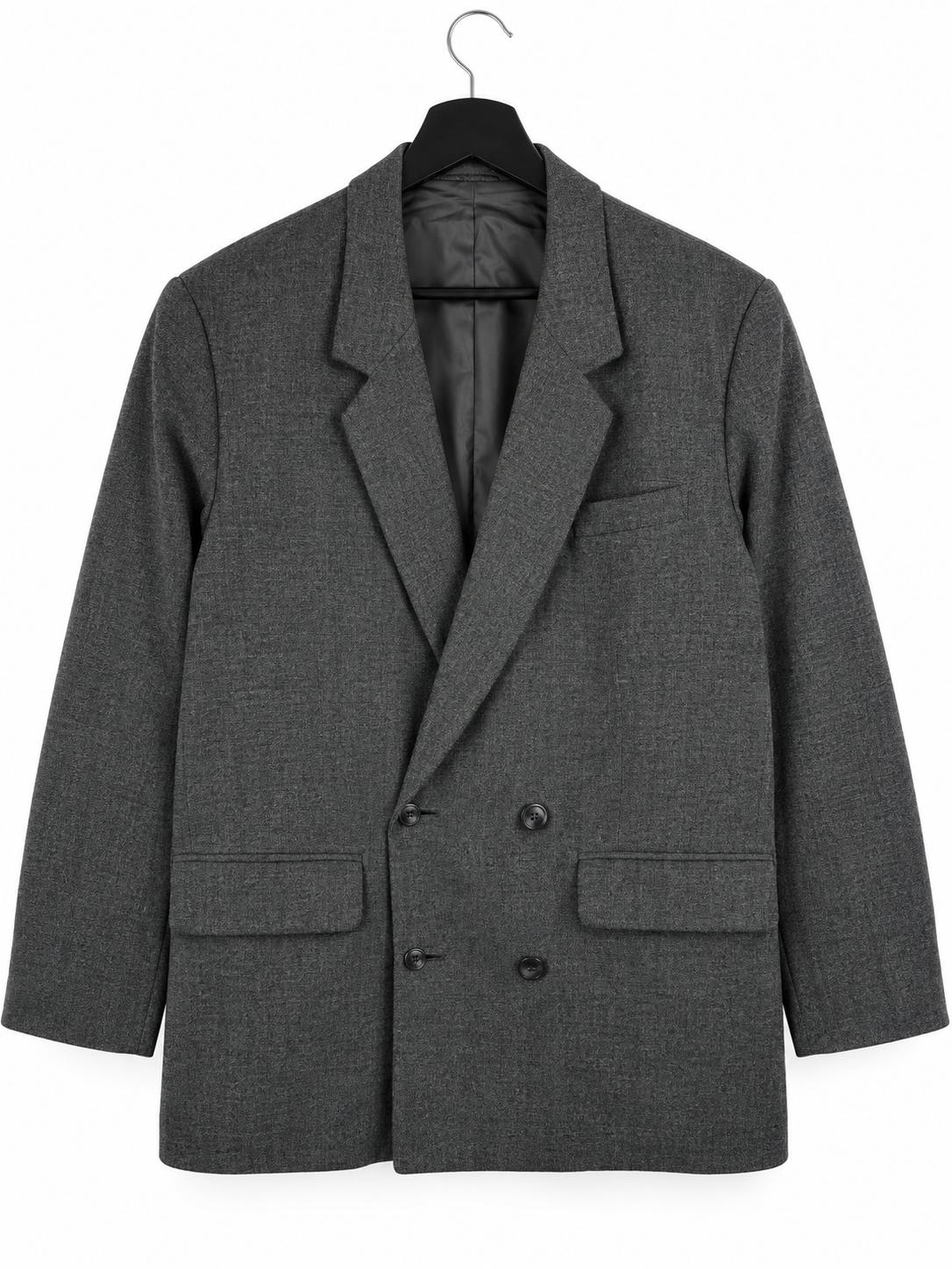 Yohji Yamamoto, Vintage Y’s for Men Yohji Yamamoto Grey Wool Blazer Made in Japan Size M Double Button Designer Jacket