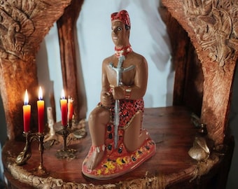 Exu Plaster Figure Tranca Ruas, Candomble, Kimbisa, Umbanda