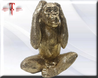 Goldene Statue von Makaken und Affen, 19 cm, Dekoration für Haus, Garten