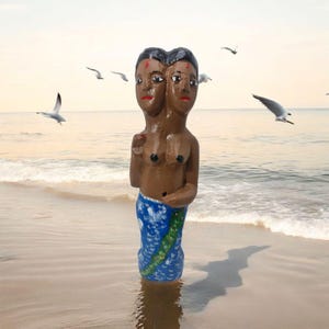 Mami Wata wooden sculpture, originally from Africa (Benin) Yemaya