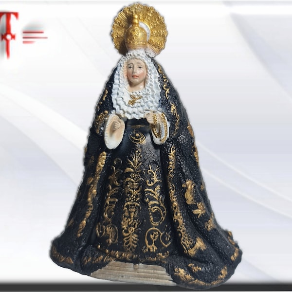 Virgin of Hope statue figure with black cloak, Catholic saints and Virgins Religious products