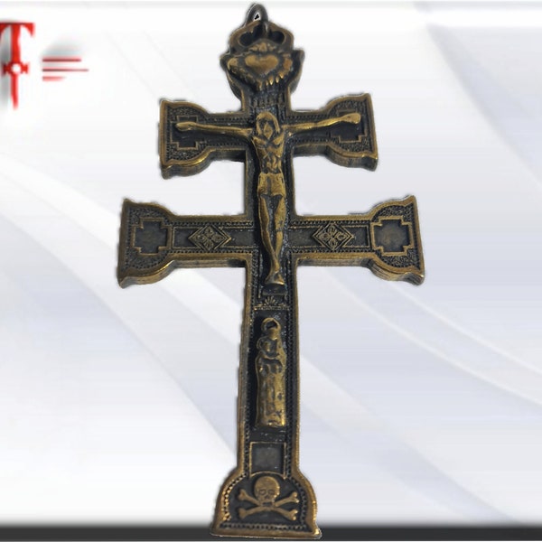 Sagrada Cruz de Caravaca  13cm  Bronce  protección de casas y negocios
