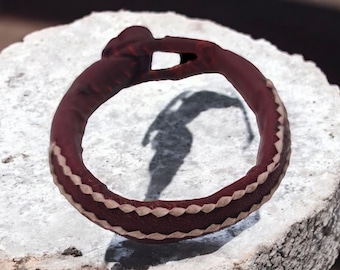 Leather bracelet for protection and attracting luck and money, Original from Benin, Protection amulet