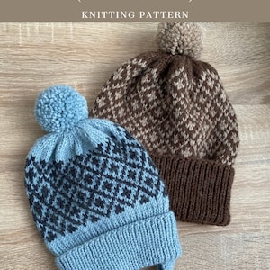 Fair Isle Knit Hat Pattern: Adult & Child Wool Designs (PDF Pattern)