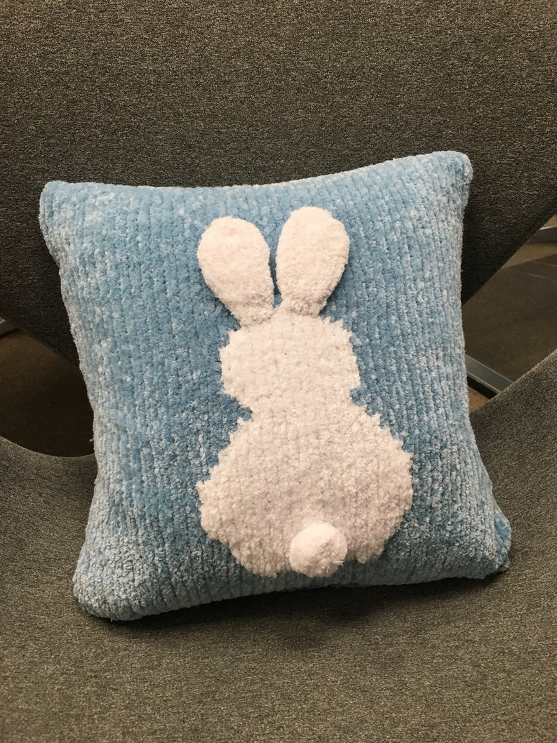 Bunny Cushion Cover Easter Knitting Pattern Hygge Mood Knitting Pattern image 1