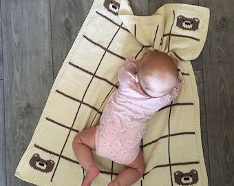 Varvara Baby Blanket Knitting Pattern: Cotton Bear Design (PDF Pattern)