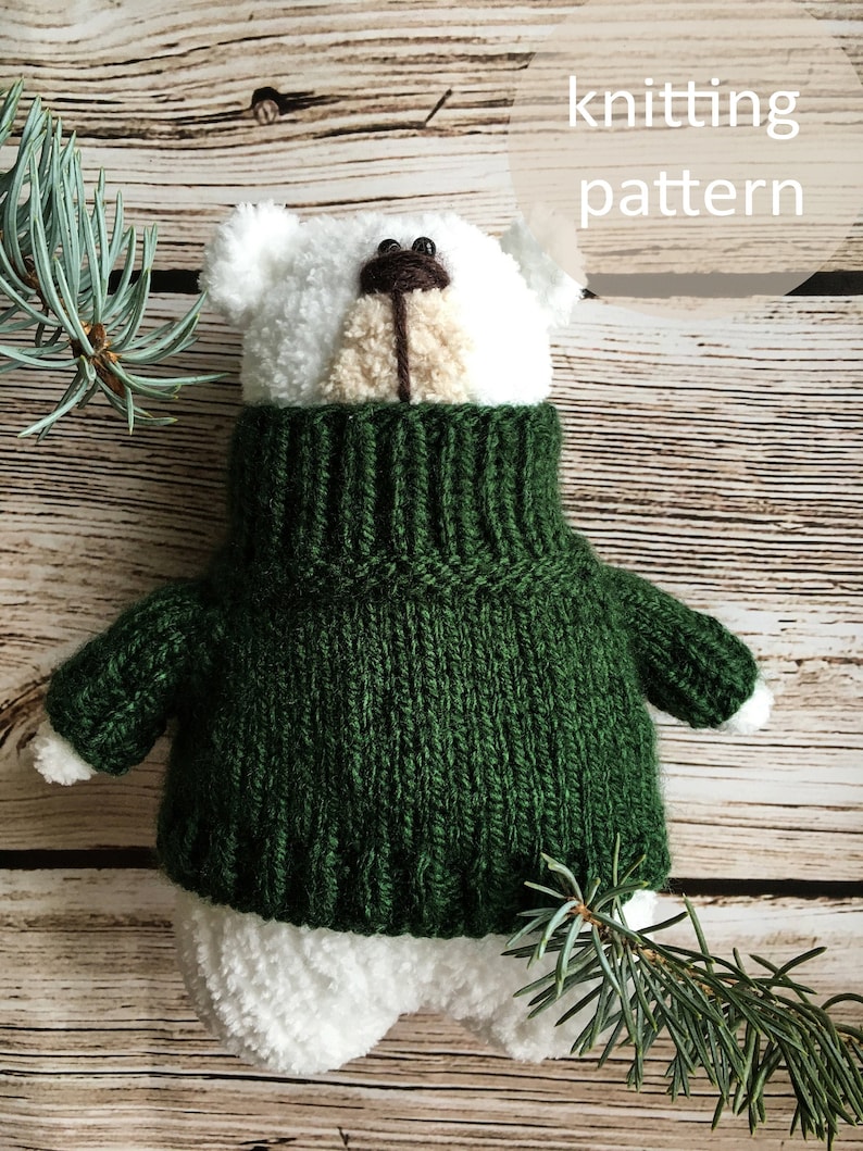 Knitting Pattern Happy New Bear Teddy Bear Knitted Bear in Sweater image 1