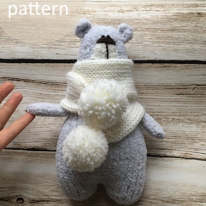 Knitting Pattern Hugh the Bear Teddy Bear with Scarf Lovely and Cute Bear Toy