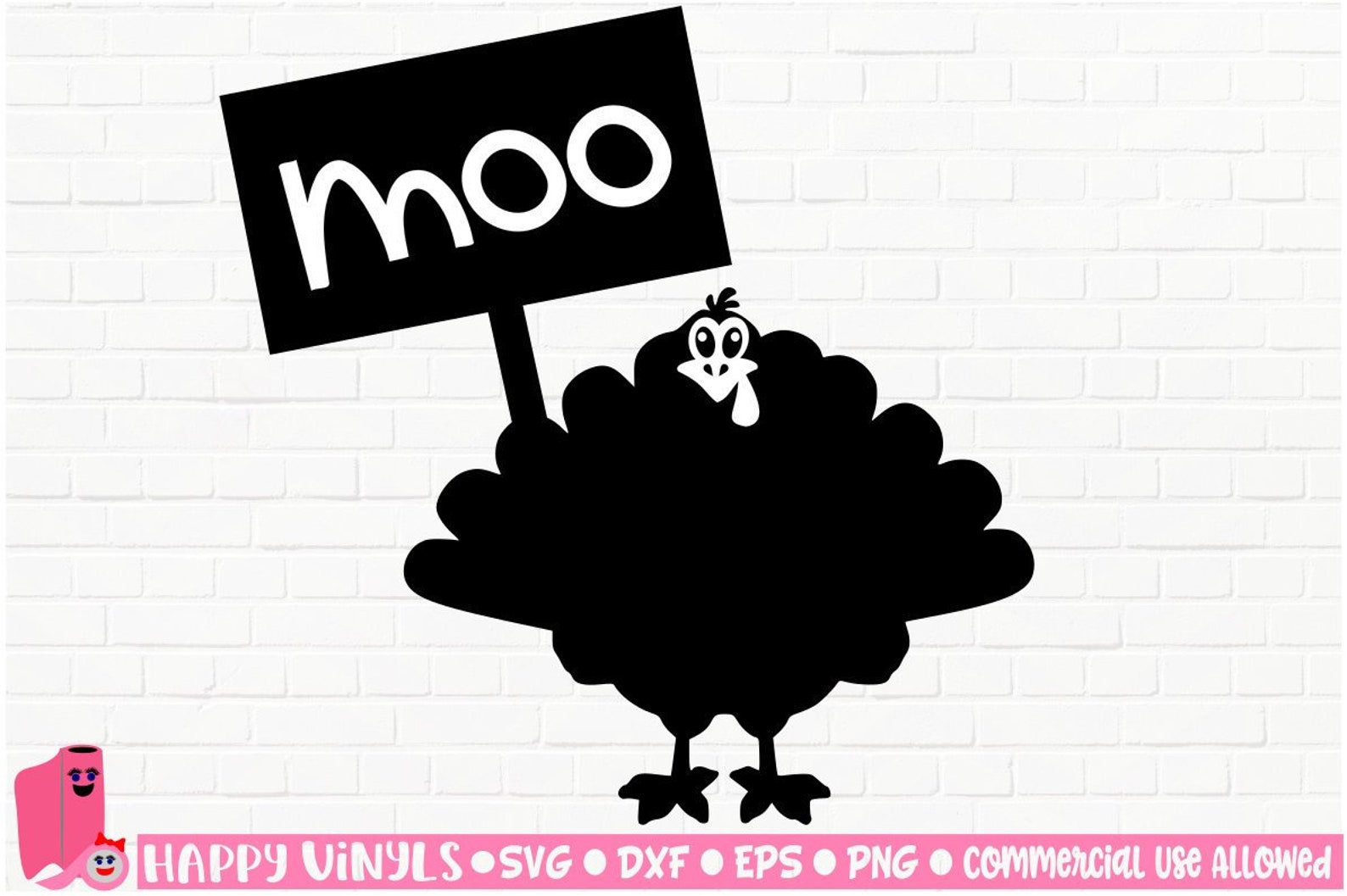 Turkey With Moo Sign Funny SVG Cut File for Crafters for - Etsy