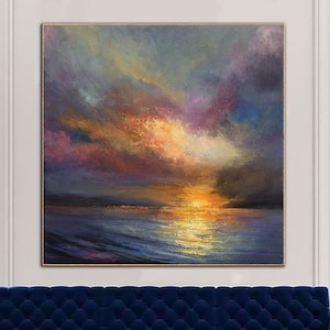 Sunset Ocean Painting – Colorful Seascape Art