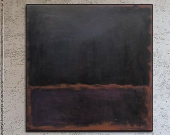 Mark Rothko Leinwandkunst, abstrakte expressionistische Gemälde auf Leinwand, strukturiert, marineblau, feine Kunst, moderne dunkle Wandkunst, Kunstwanddekoration im Rothko-Stil