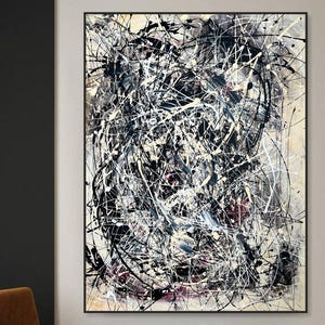Pollock‑Style Drip Abstract Painting Modern Canvas Wall Art