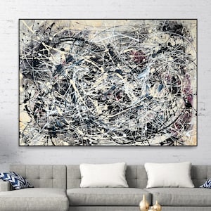 Abstract Splatter Painting: Black and White Textured Modern Art