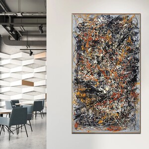 Abstract schilderij in Pollock-stijl | Moderne canvas muurkunst met structuur