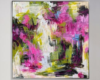 Vibrant Abstract Expressionist Paintings On Canvas Dynamic Modern Art Bold Impressionistic Painting Playful Color Palette Decor 39.3x39.3"