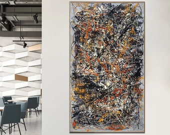 Jackson Pollock Art Malerei Original Abstrakte Bunte Fine Art Ölgemälde Moderne Strukturierte Wandkunst für Wohnzimmer Wand-Dekor