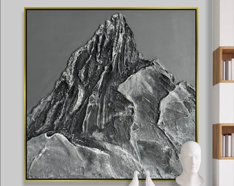 Relief Texture Mountain Paintings Monochrome Majesty Modern Abstract Nature Acrylic Art Creative Painting For Home Decor 11.8x11.8"