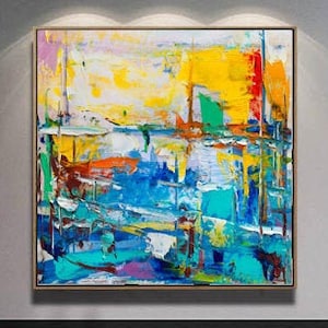 Levendig abstract stadsgezicht – Canvaskunst