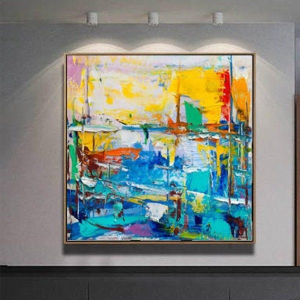 Extra Large Painting Contemporary Art Colorful Wall Art Framed Oil Paintings Original Abstract Painting For Living Room Landscape Paintings