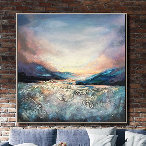 Large Oil Painting Abstract Original Painting Mountains Painting On Canvas Abstract Modern Ocean Painting Original Large Wall Decor Bedroom