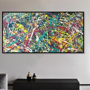Jackson Pollock Style Oil Painting: Colorful Abstract Splatter Art