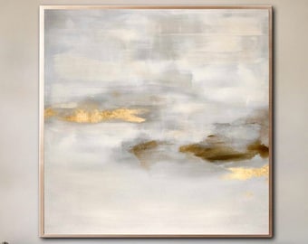 Large Oil Painting Original Canvas Beige Painting Abstract Gold Painting Contemporary Art Abstract Oil Paintings On Canvas Framed Wall Art