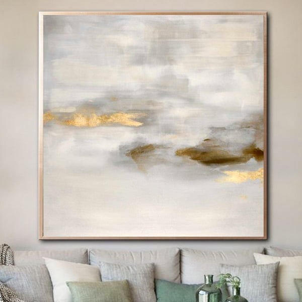 Large Oil Painting Original Canvas Beige Painting Abstract Gold Painting Contemporary Art Abstract Oil Paintings On Canvas Framed Wall Art