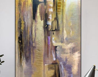 Golden Abstract Urban Landscape RADIANCE OF ETERNITY 72&quot;x54&quot;