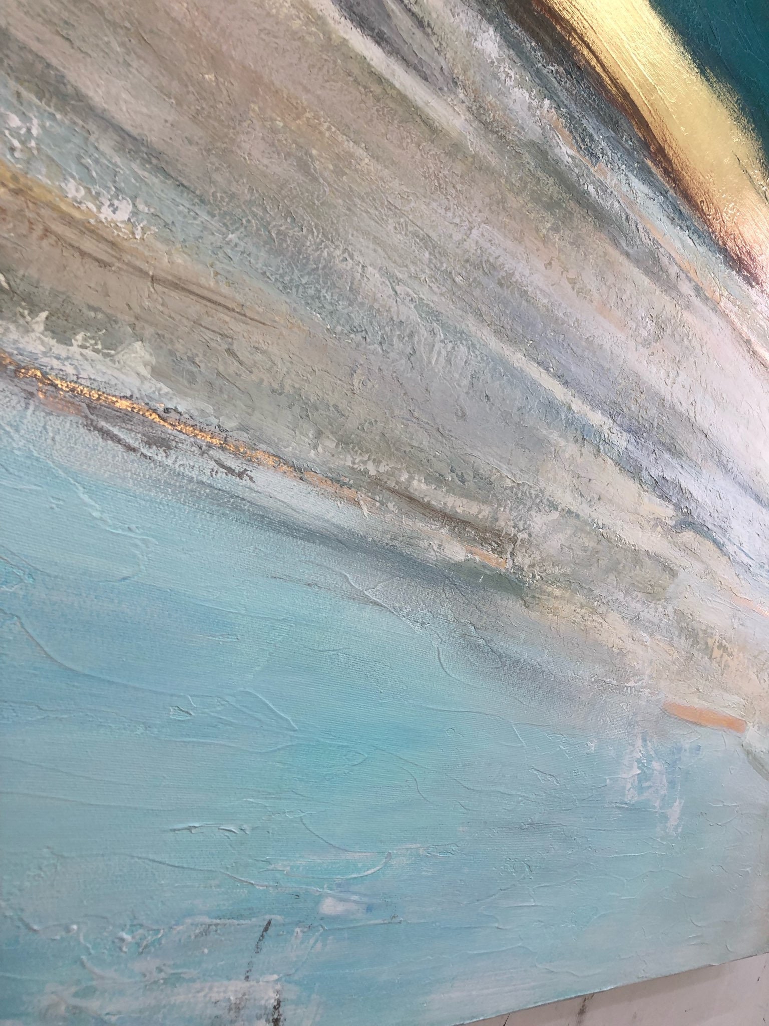 ターコイズ＆ゴールドの抽象画キャンバス – モダンアート - Etsy 日本