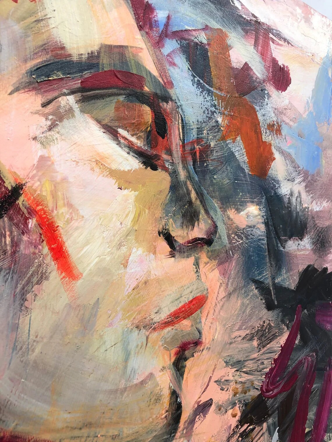 Abstract Face Painting – Large Colorful Modern Wall Art - Etsy