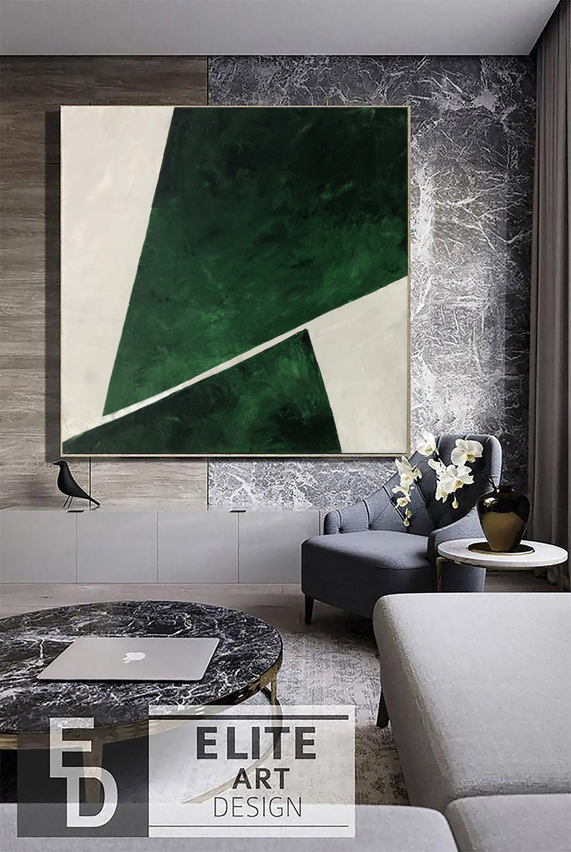 Large Green Abstract Painting Abstract Green Art on Canvas Etsy