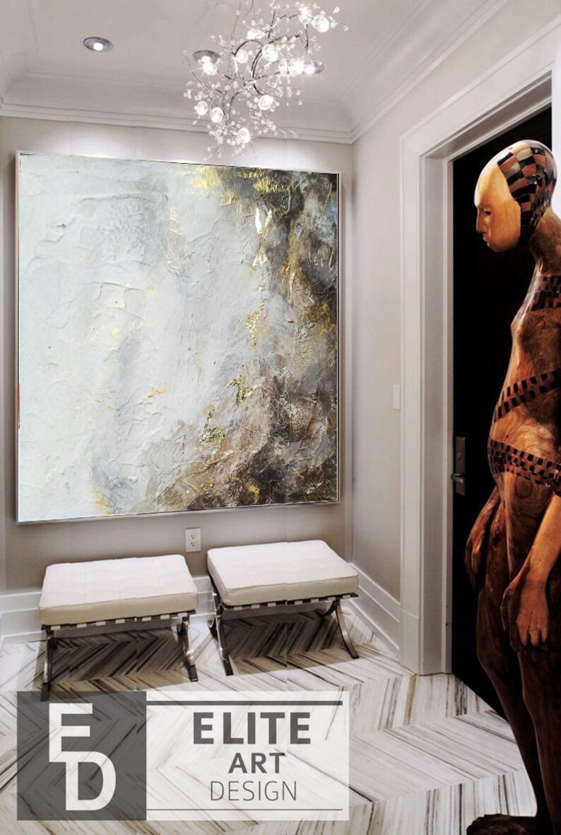 Oversized Wall Art Abstract Minimalism White Painting Canvas Etsy