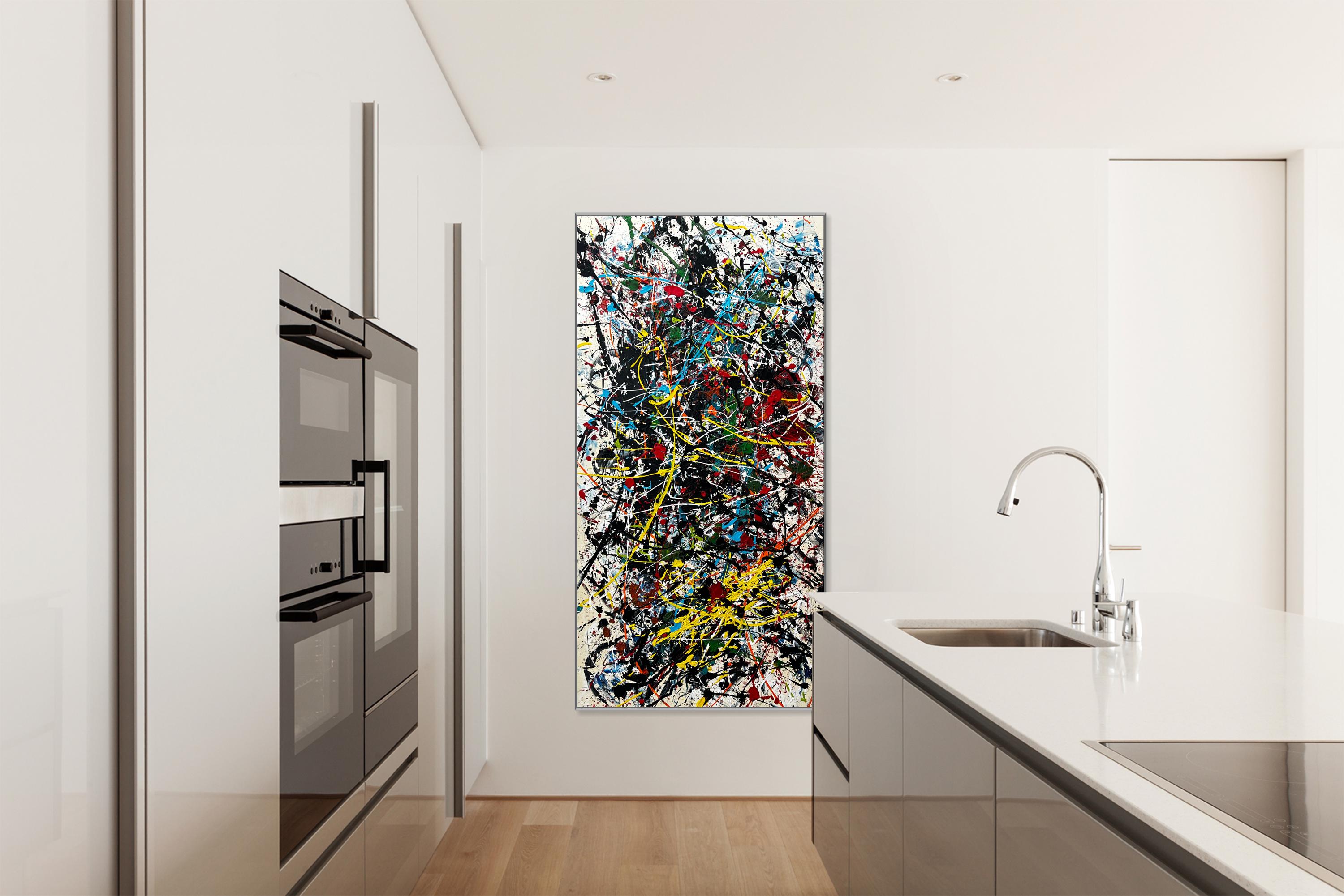 ジャクソン・ポロック風抽象画：テクスチャードモダンウォールアート