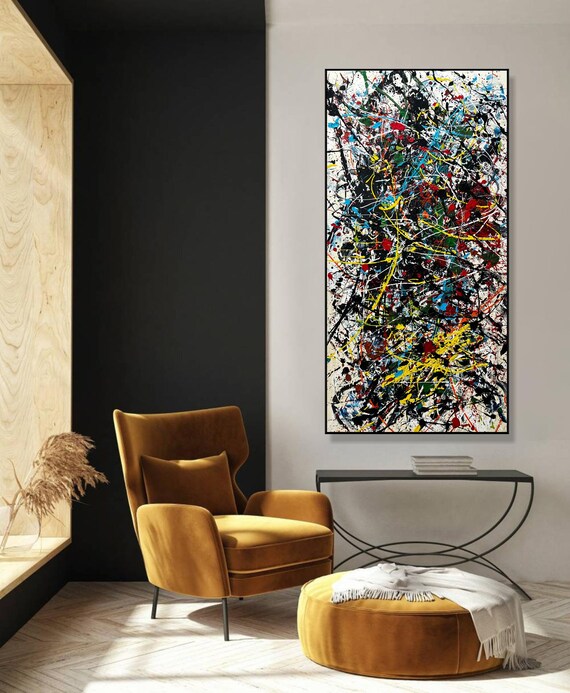 ジャクソン・ポロック風抽象画：テクスチャードモダンウォールアート