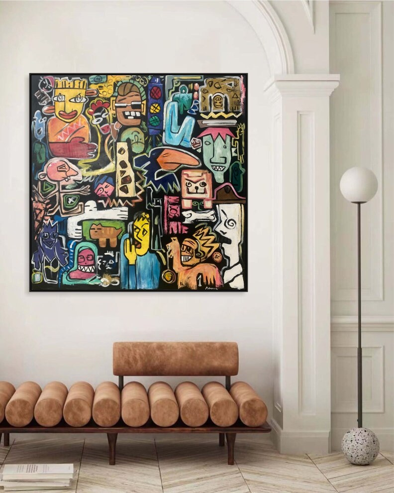 Abstract Whimsical Characters Pop Art Paintings
