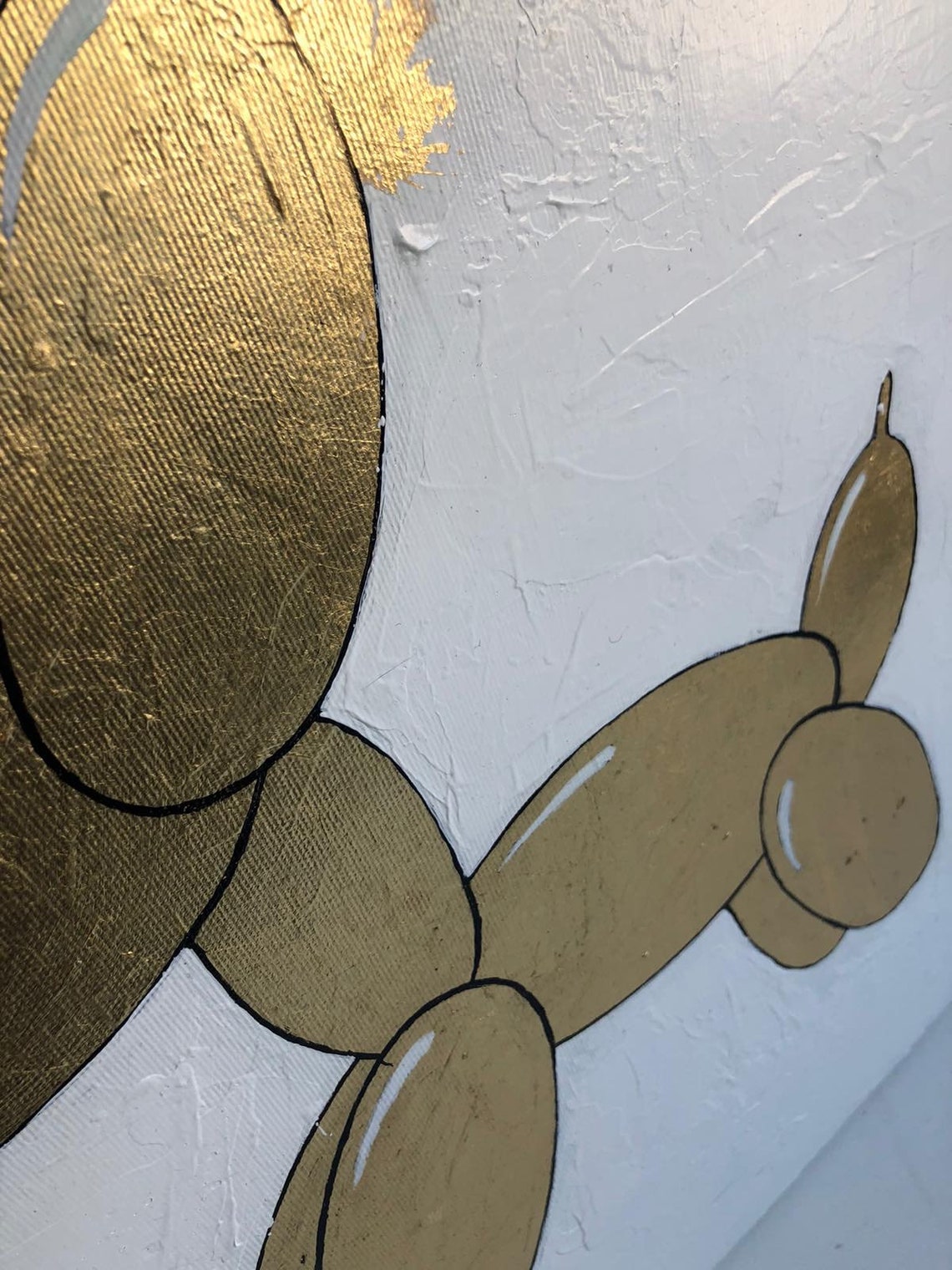 Wall Art Large Abstract Canvas Balloon Dog Painting Gray Etsy