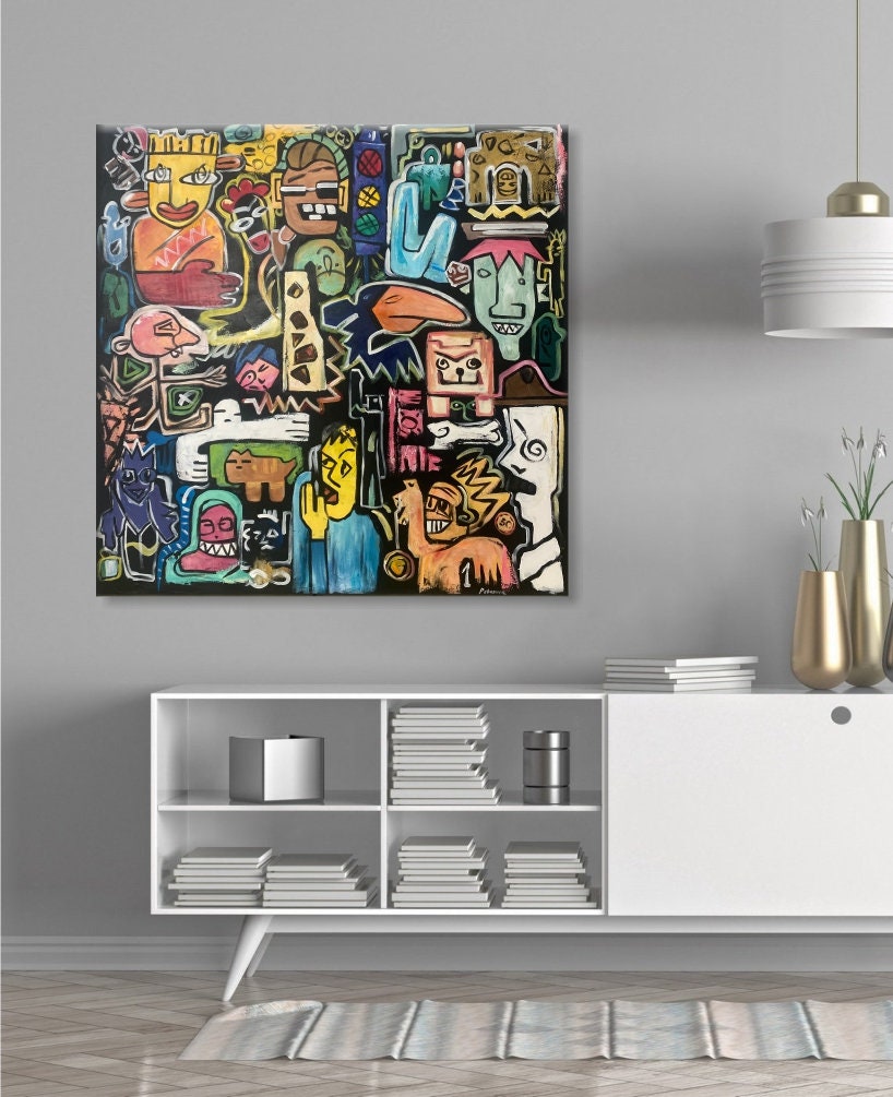 Abstract Whimsical Characters Pop Art Paintings