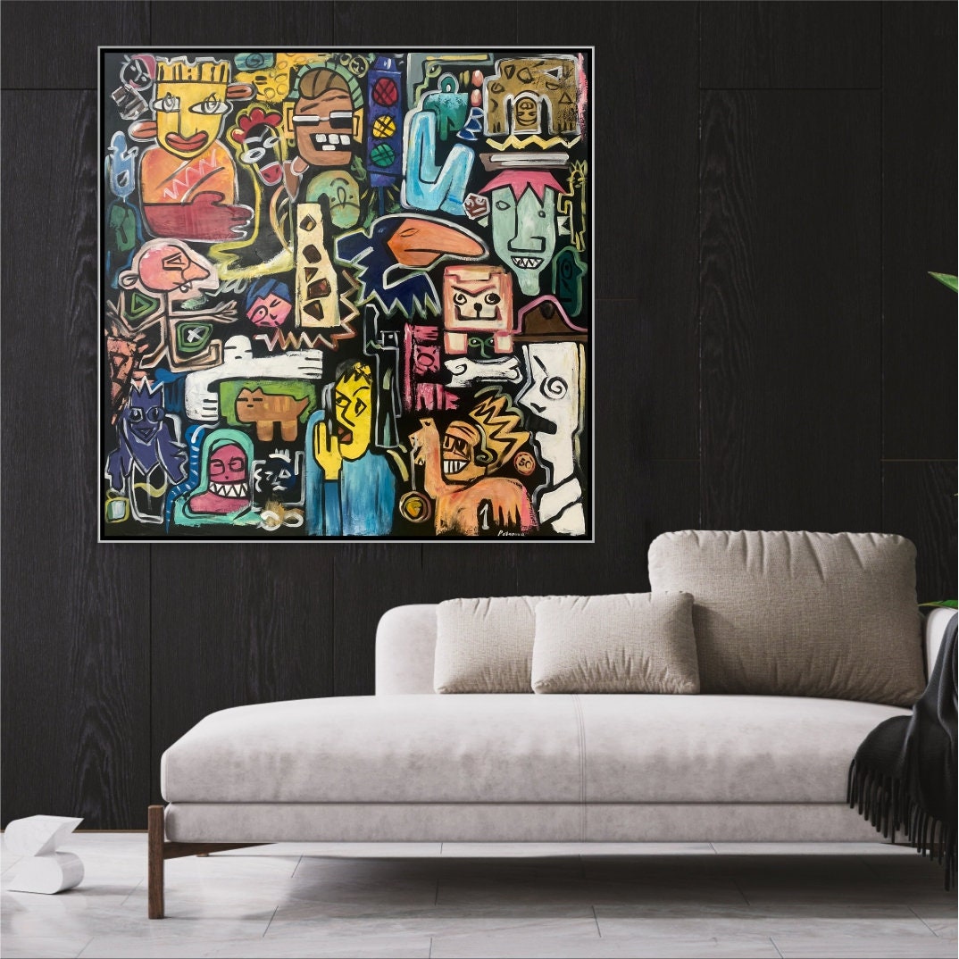 Abstract Whimsical Characters Pop Art Paintings