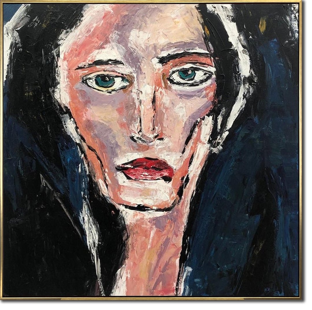 Extra Large Abstract Face Oil Paintings on Canvas Modern Woman Face ...