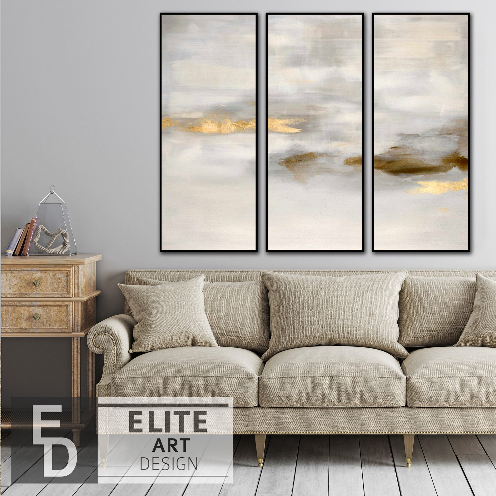 Large Original Artwork Living Room Wall Decor Set of 3 Large Etsy