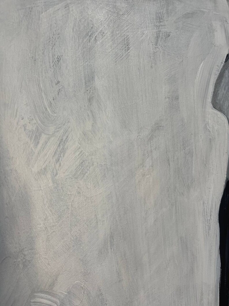 May include: A white canvas with a textured, brushstroke pattern. The canvas is mostly white with a hint of gray. The texture is created by the brushstrokes, which are visible throughout the canvas.