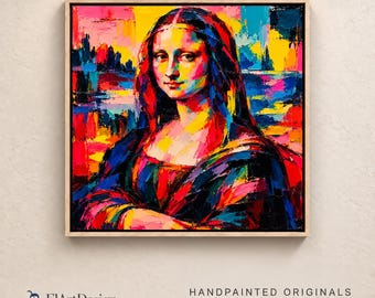 Colorful Woman Portrait Painting | Pop Art Impasto Palette Knife Wall Art for Living Room