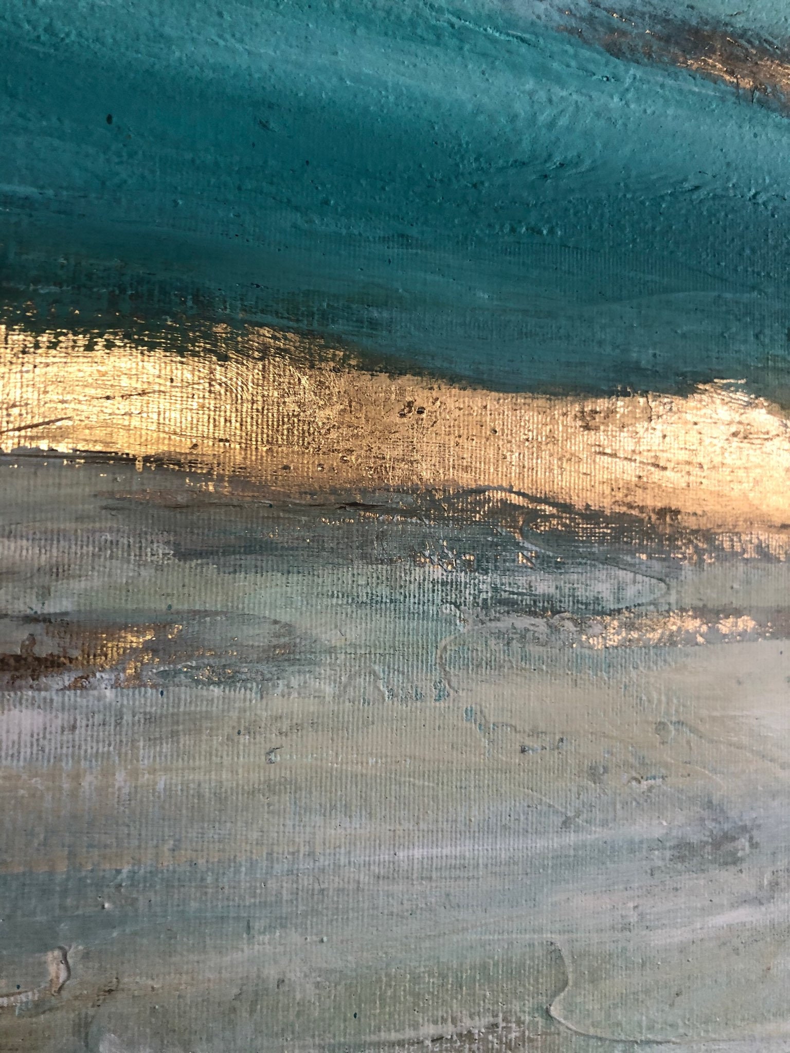 ターコイズ＆ゴールドの抽象画キャンバス – モダンアート - Etsy 日本