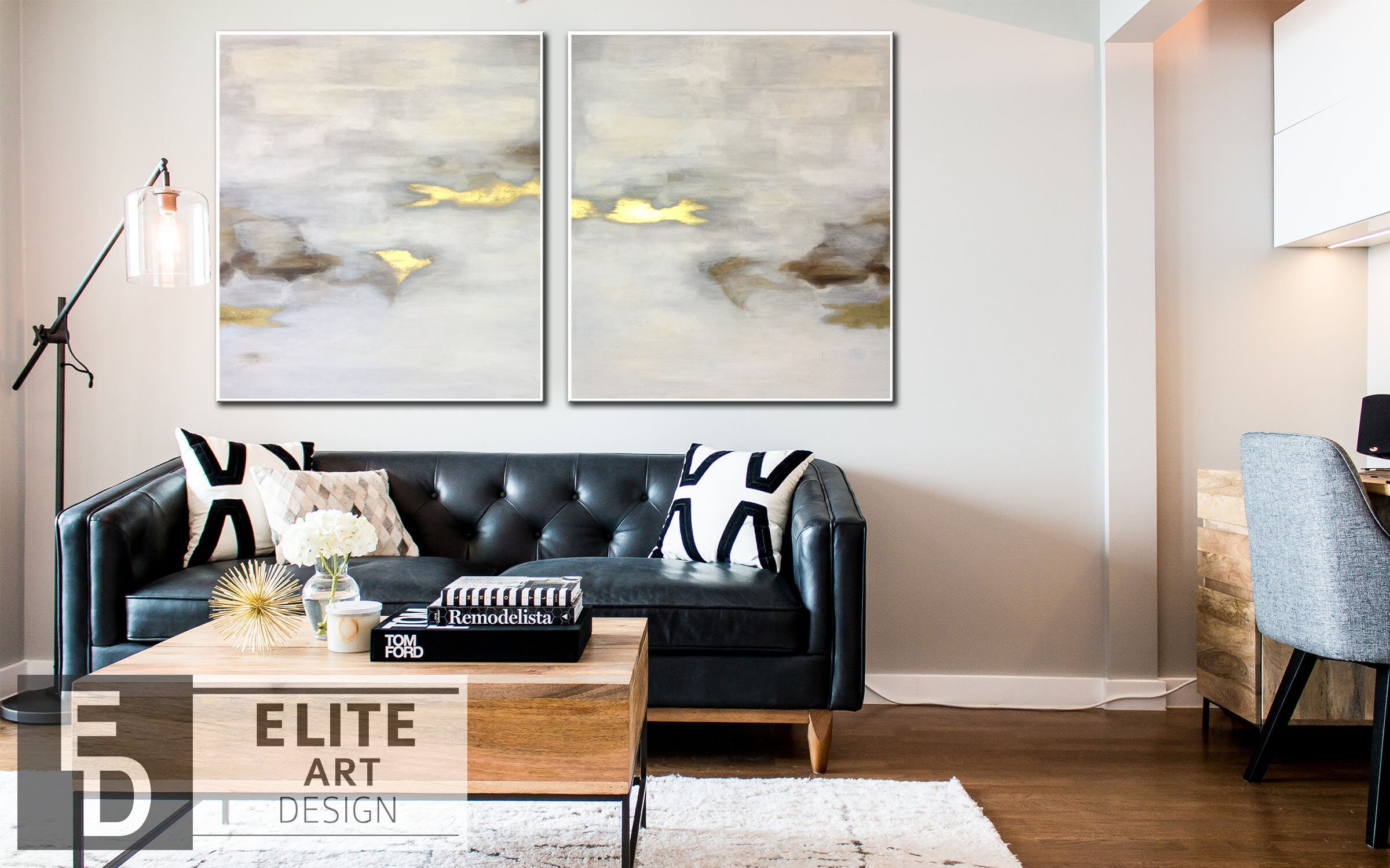 Original Paintings Large Modern Wall Art Set Of 2 Oil Painting Etsy